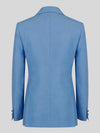 Sky Blue Diamond-Texture Shawl-Collar Tuxedo Jacket 09