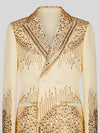 Cream Champagne Mirror-Stud Cascade Peak-Lapel Double-Breasted Tuxedo Jacket 08