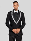 Onyx Silver Crystal Cluster Shawl-Collar Tuxedo Jacket 05
