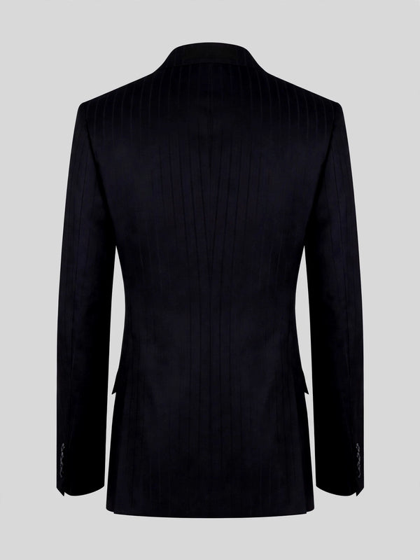Onyx Pinstripe Six-Button Peak-Lapel Double-Breasted Suit Jacket 09