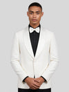 Ivory Slant-Pocket Satin Shawl-Collar Tuxedo Jacket 05