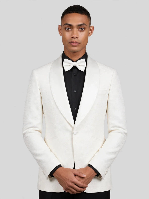 Ivory Slant-Pocket Satin Shawl-Collar Tuxedo Jacket 05