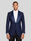 Navy Paisley-Jacquard Satin-Welt Shawl-Collar Tuxedo Jacket 01