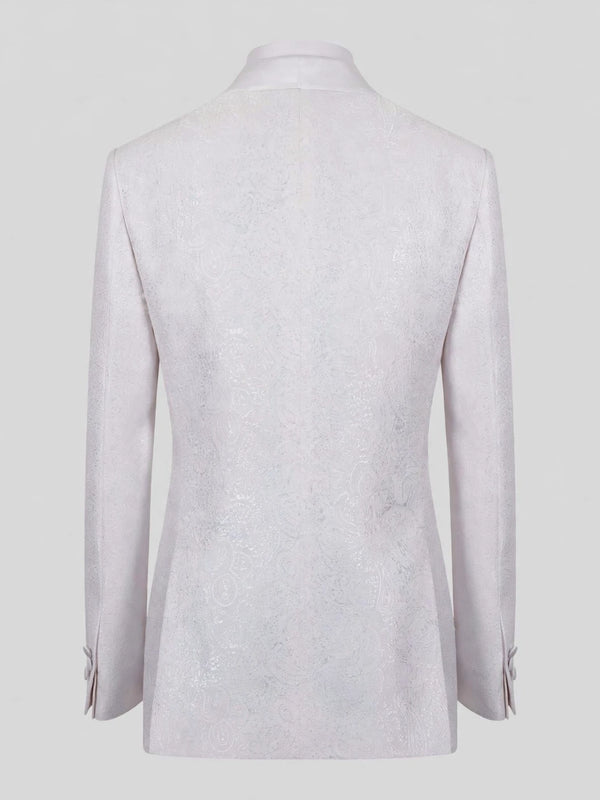 Snow White Paisley-Jacquard Satin Peak-Lapel Two-Button Double-Breasted Tuxedo Jacket 09
