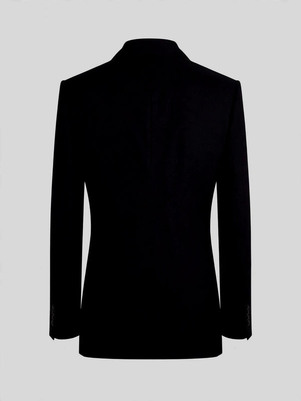 Onyx Fine Pick-Stitch Patch-Pocket Peak-Lapel Double-Breasted Tuxedo Jacket 09