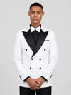 Snow White Black Satin Peak-Lapel Six-Button Double-Breasted Tuxedo Jacket 05