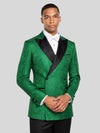 Emerald Paisley-Jacquard Satin Peak-Lapel Two-Button Double-Breasted Tuxedo Jacket 03