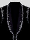 Onyx Silver Crystal Perimeter Shawl-Collar Tuxedo Jacket 08