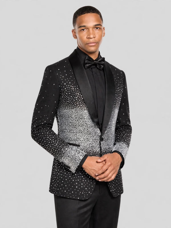 Onyx Silver Crystal Gradient Peak-Lapel Tuxedo Jacket 06