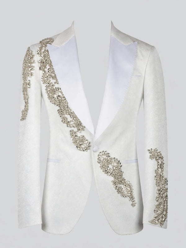 Ivory Crystal Peak-Lapel Tuxedo Jacket 07
