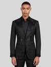 Onyx Jet Lace-Motif Peak-Lapel Tuxedo Jacket 04