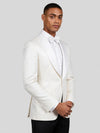 Ivory Diamond-Texture Satin Shawl-Collar Tuxedo Jacket 03