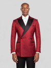 Crimson Paisley-Jacquard Satin Peak-Lapel Two-Button Double-Breasted Tuxedo Jacket - cover