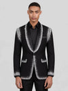Onyx Silver Crystal Perimeter Shawl-Collar Tuxedo Jacket 04