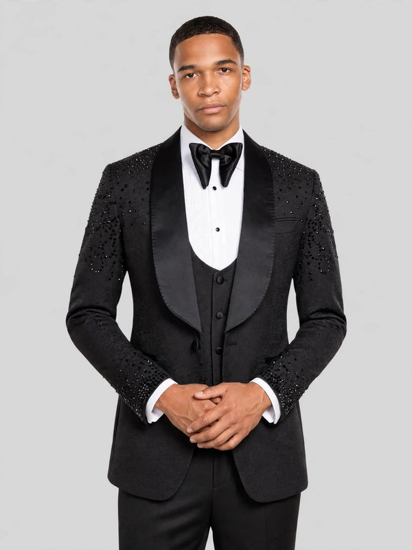 Onyx Jet Scatter Shawl-Collar Tuxedo Jacket 02