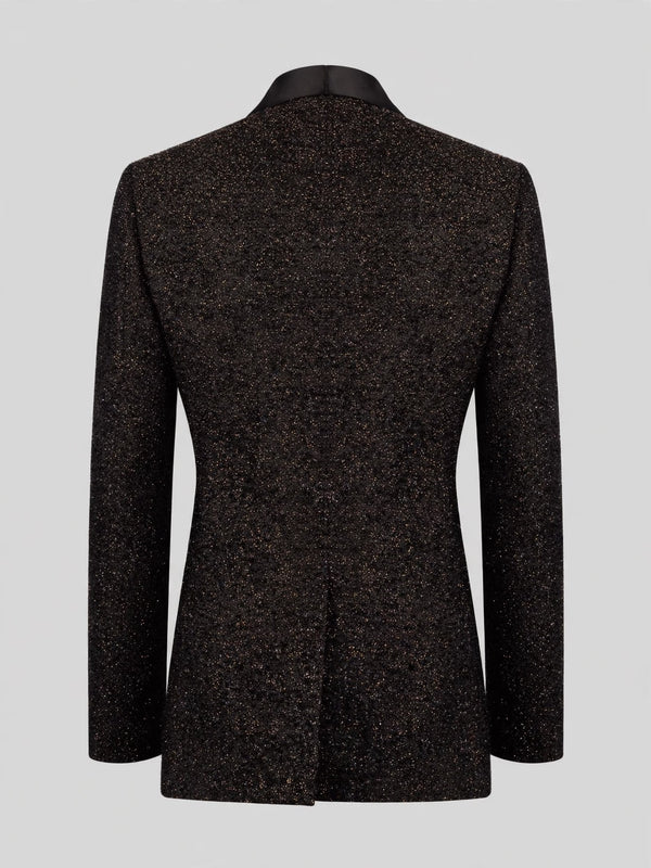 Onyx Gold Pearl-Floral Shawl-Collar Tuxedo Jacket 09