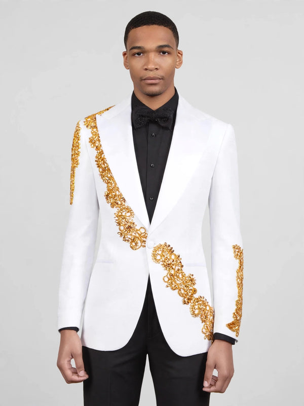 Ivory Gold Crystal Tuxedo Jacket 06