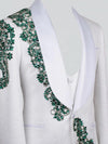 Ivory Emerald Crystal Shawl-Collar Tuxedo Jacket 08