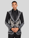 Onyx Silver Crystal Bouquet Shawl-Collar Tuxedo Jacket 06