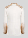 Ivory Champagne Mirror-Stud Crystal Cascade Peak-Lapel Double-Breasted Tuxedo Jacket 09