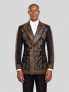 Onyx Gold Fern Crystal Peak-Lapel Double-Breasted Tuxedo Jacket - cover