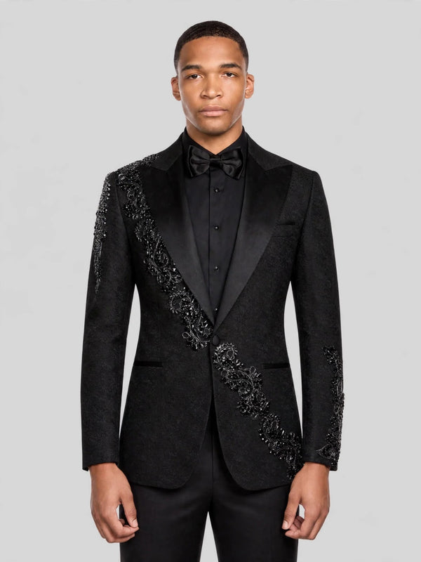 Onyx Jet Peak-Lapel Tuxedo Jacket 06