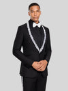 Onyx Silver Crystal-Trim Shawl-Collar Tuxedo Jacket 05