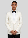 Ivory Textured Satin Shawl-Collar Tuxedo Jacket 02