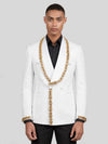 Ivory Gold Crystal-Trim Shawl-Collar Double-Breasted Tuxedo Jacket 04
