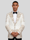 Ivory Gold Crystal Mandala Peak-Lapel Tuxedo Jacket 02