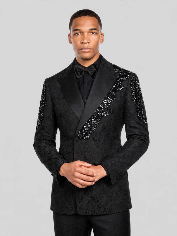 Onyx Crystal Double-Breasted Tuxedo Jacket 06