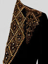 Onyx Gold Crystal Diamond-Lattice Peak-Lapel Tuxedo Jacket 08