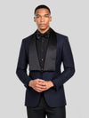 Midnight Navy Bib-Shawl Two-Button Tuxedo Jacket 06