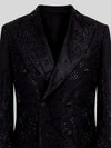 Onyx Jet Beaded Scroll-Vine Peak-Lapel Double-Breasted Tuxedo Jacket 08