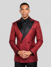 Crimson Paisley-Jacquard Satin Peak-Lapel Two-Button Double-Breasted Tuxedo Jacket 06