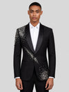 Onyx Silver Bead-Scatter Shawl-Collar Tuxedo Jacket 01