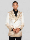 Ivory Champagne Mirror-Stud Crystal Cascade Peak-Lapel Double-Breasted Tuxedo Jacket 06