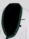 Ivory Emerald Crystal-Trim Black Shawl-Collar Double-Breasted Tuxedo Jacket 08