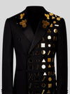 Onyx Gold Geometric Mirror Peak-Lapel Double-Breasted Tuxedo Jacket 08