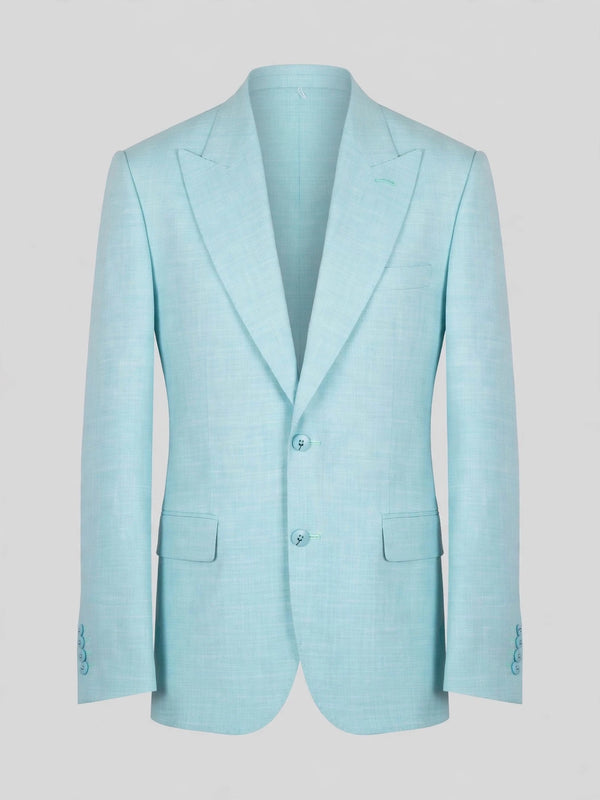 Aqua Two-Button Peak-Lapel Suit Jacket 07