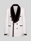 Ivory Jet-Leaf Velvet Shawl-Collar Double-Breasted Tuxedo Jacket 07