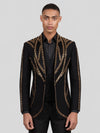 Onyx Gold Sequin Wave Peak-Lapel Tuxedo Jacket 04
