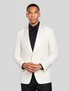 Ivory Grain-Textured Wide Shawl-Collar Tuxedo Jacket 06