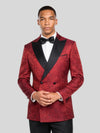 Crimson Paisley-Jacquard Satin Peak-Lapel Two-Button Double-Breasted Tuxedo Jacket 02