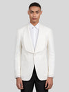 Ivory Diamond-Texture Shawl-Collar Tuxedo Jacket 01