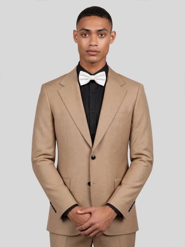 Camel Two-Button Notch-Lapel Suit Jacket 05