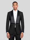 Onyx Square-End Satin Shawl-Collar Link-Front Tuxedo Jacket 01