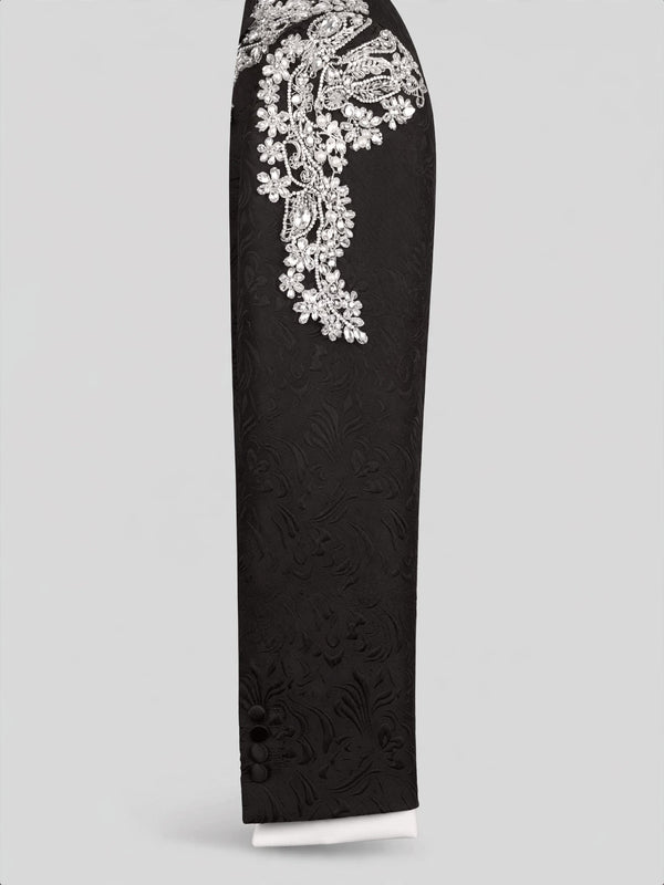 Onyx Silver Crystal Double-Breasted Tuxedo Jacket 10