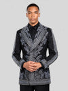 Onyx Silver Fern Crystal Peak-Lapel Double-Breasted Tuxedo Jacket 06