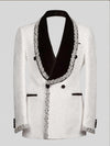 Ivory Silver Crystal Velvet Shawl-Collar Double-Breasted Tuxedo Jacket 07